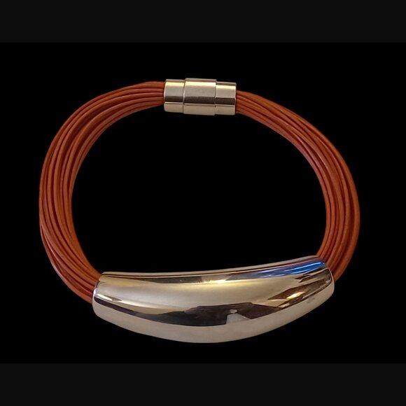 Emma Skye DSMK Stainless Steel Multi Cord Orange Red Size 7.25" Bracelet - Picture 3 of 10